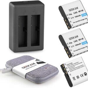 NP-40 Battery Pack, 3 x 1500mAh Rechargeable Batteries with NP 40 Dual Charger